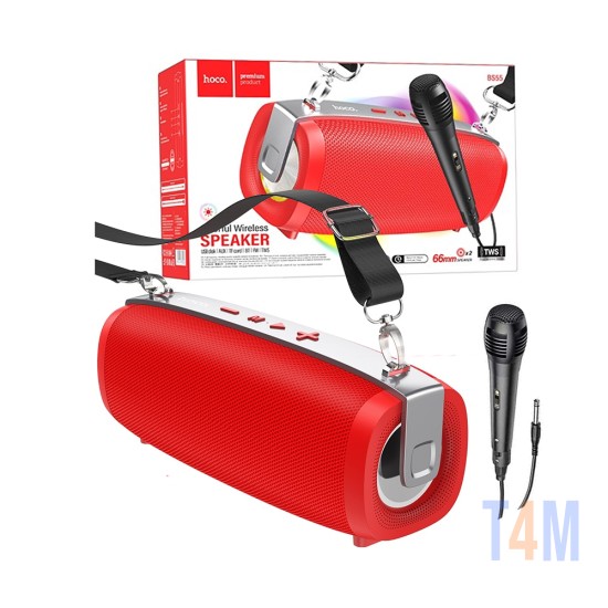 Coluna BT Externo Hoco BS55 Gallant com Microfone 1500mAh Vermelho